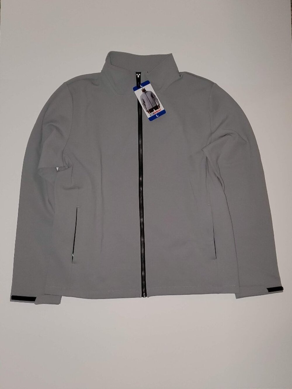 32 DEGREES HEAT Men's Stand Up Collar Full Zip Jacket LARGE Regular Fit Gray NEW